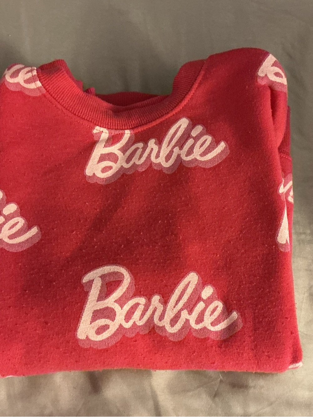 Barbie Red Crewneck Sweatshirt with White Logo Print